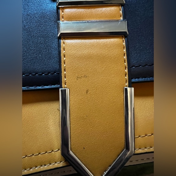 Christian Lacroix shoulder purse. Navy blue, yellow and cream. EUC. - Picture 2 of 5